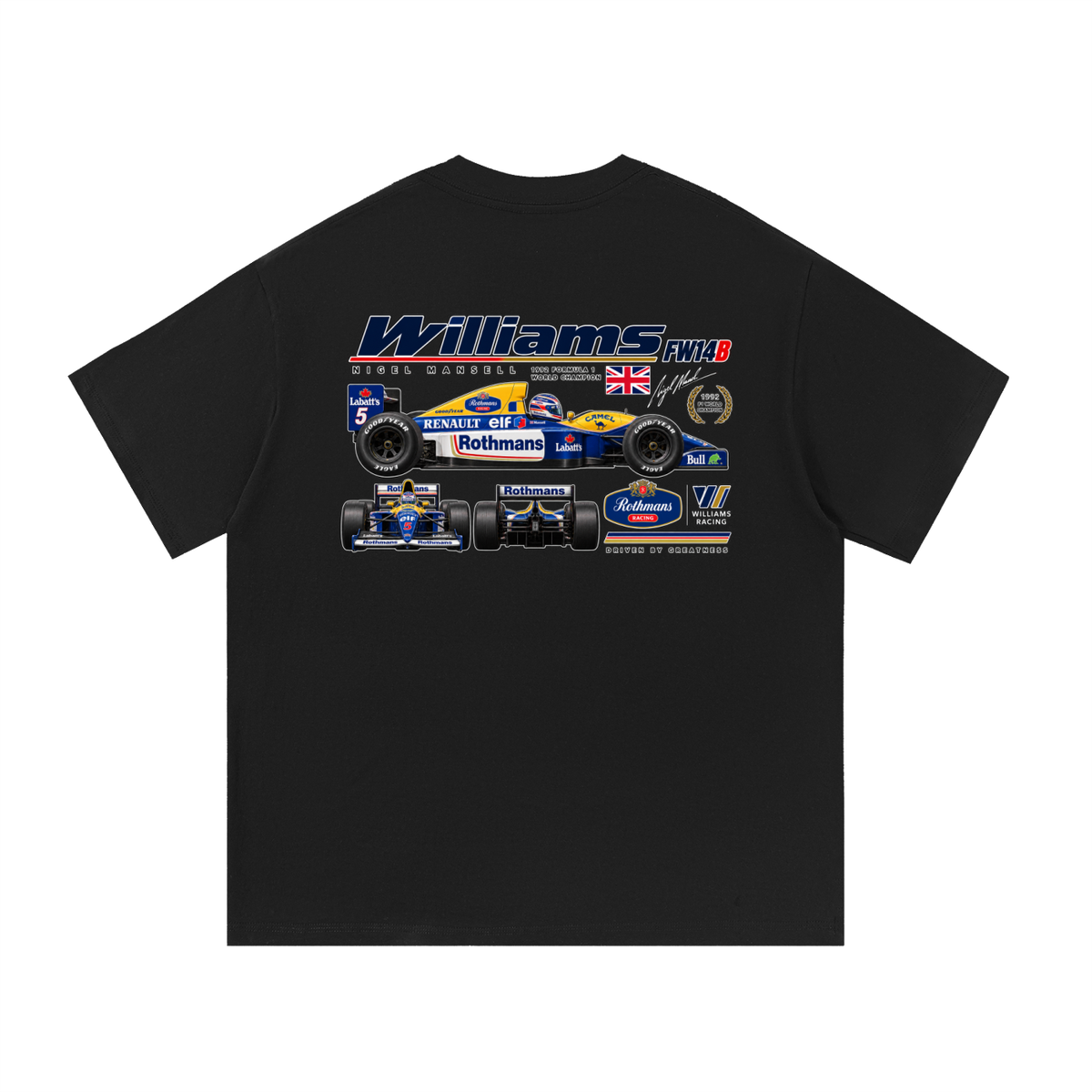 Williams FW14B Racing Graphic T-Shirt — Black — back