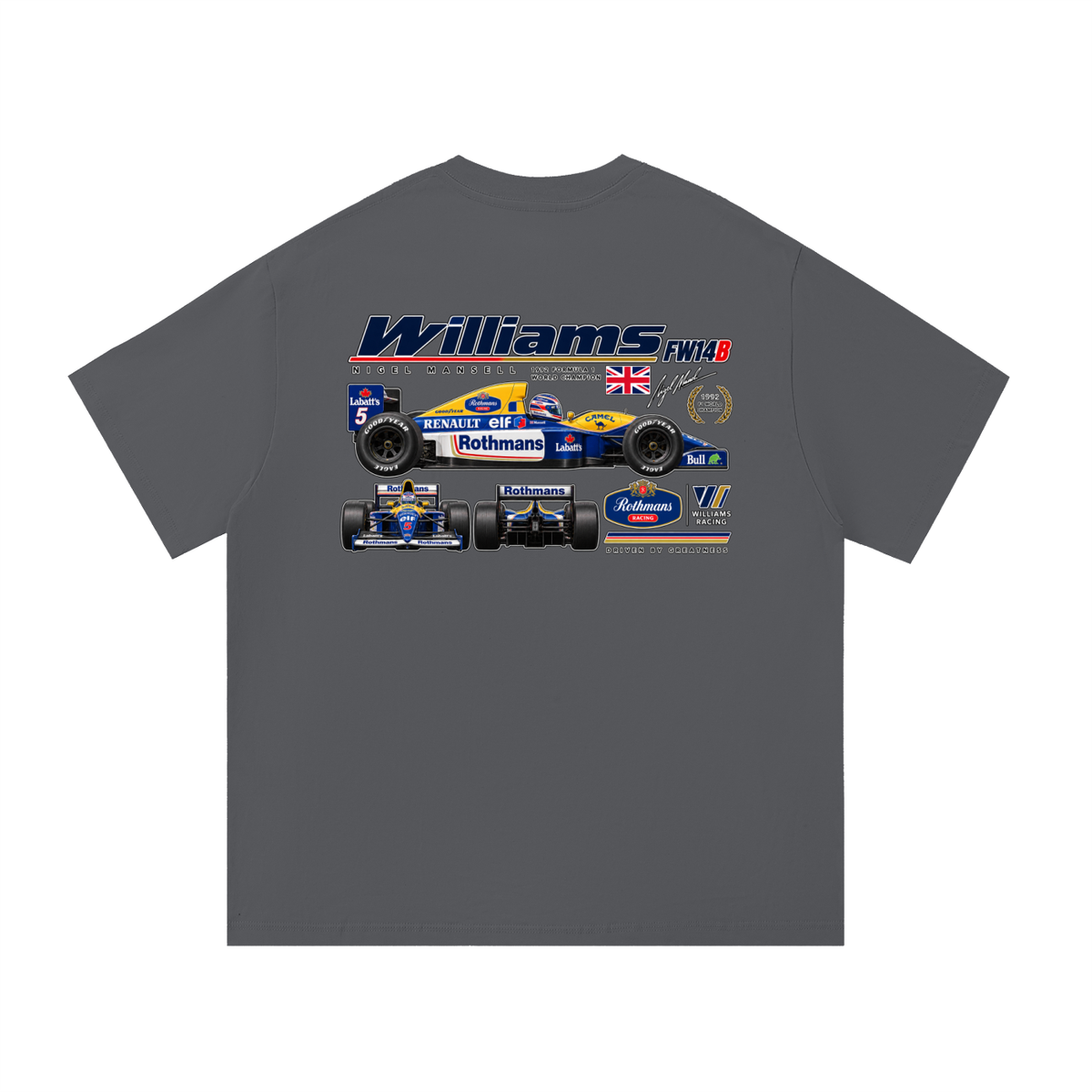 Williams FW14B Racing Graphic T-Shirt — Dark Grey — back