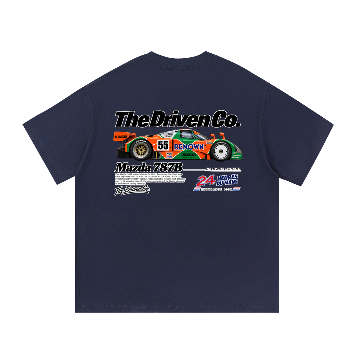 Mazda 787B Endurance Racing Graphic T-Shirt — Navy Blue — back