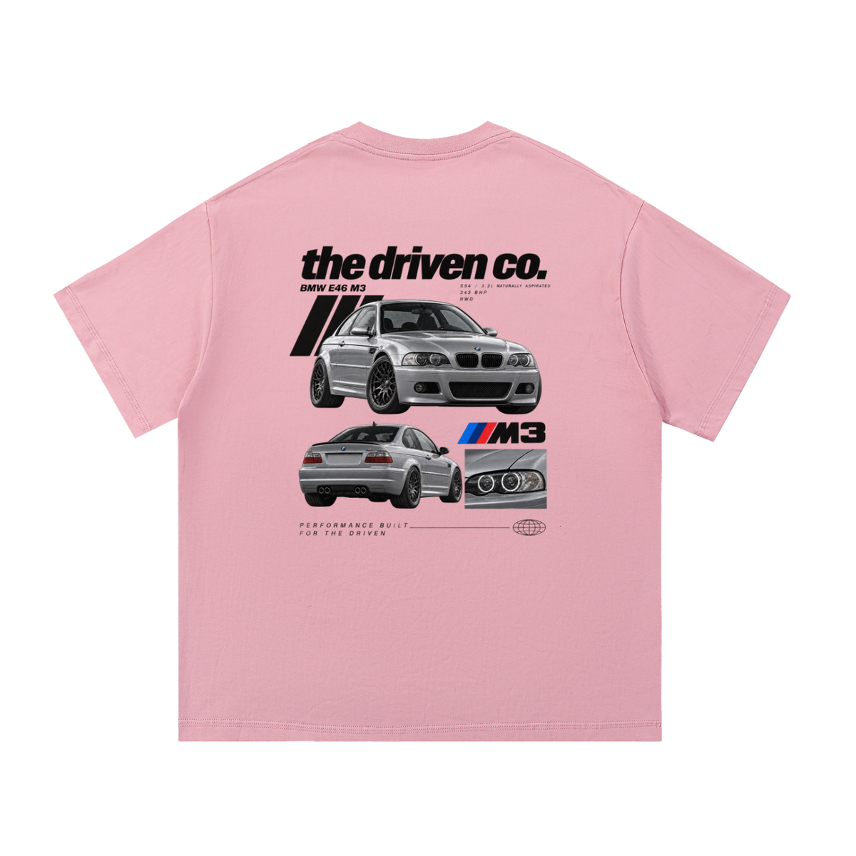 BMW E46 M3 Graphic T-Shirt — Pink — back