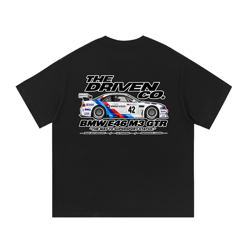 BMW E46 M3 GTR Racing Graphic T-Shirt — Black — back