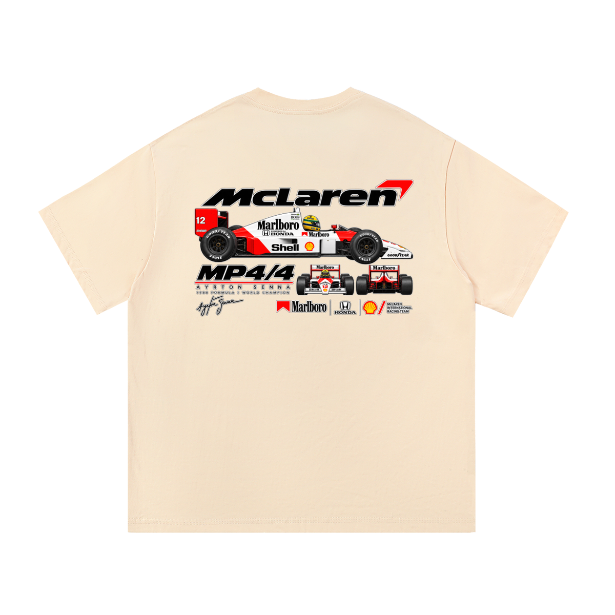 McLaren MP4/4 Racing Graphic T-Shirt — Apricot — back
