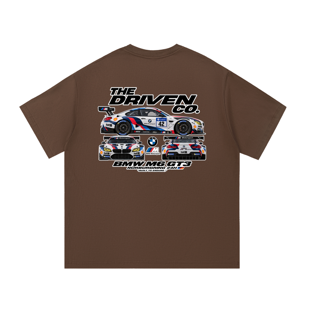 BMW M6 GT3 Racing Graphic T-Shirt — Coffee — back