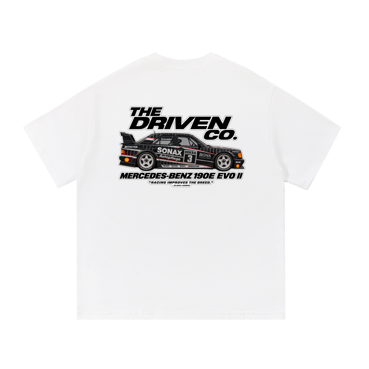 Mercedes-Benz 190E Evo II Racing Graphic T-Shirt — White — back
