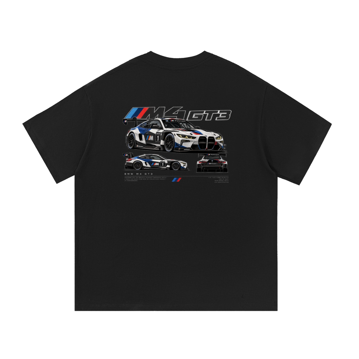 BMW M4 GT3 Racing Graphic T-Shirt — Black — back