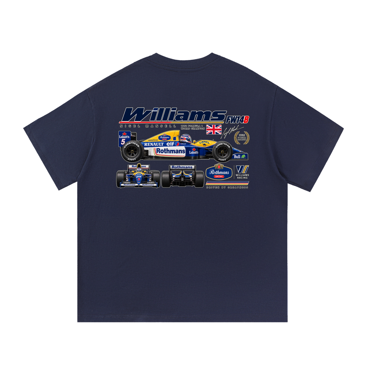 Williams FW14B Racing Graphic T-Shirt — Navy Blue — back