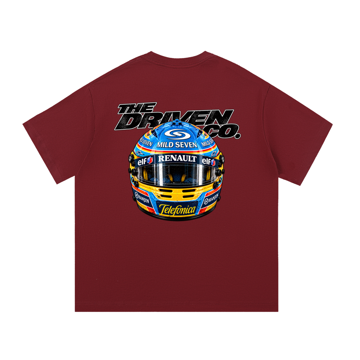 Fernando Alonso Helmet Graphic T-Shirt — Wine Red — back