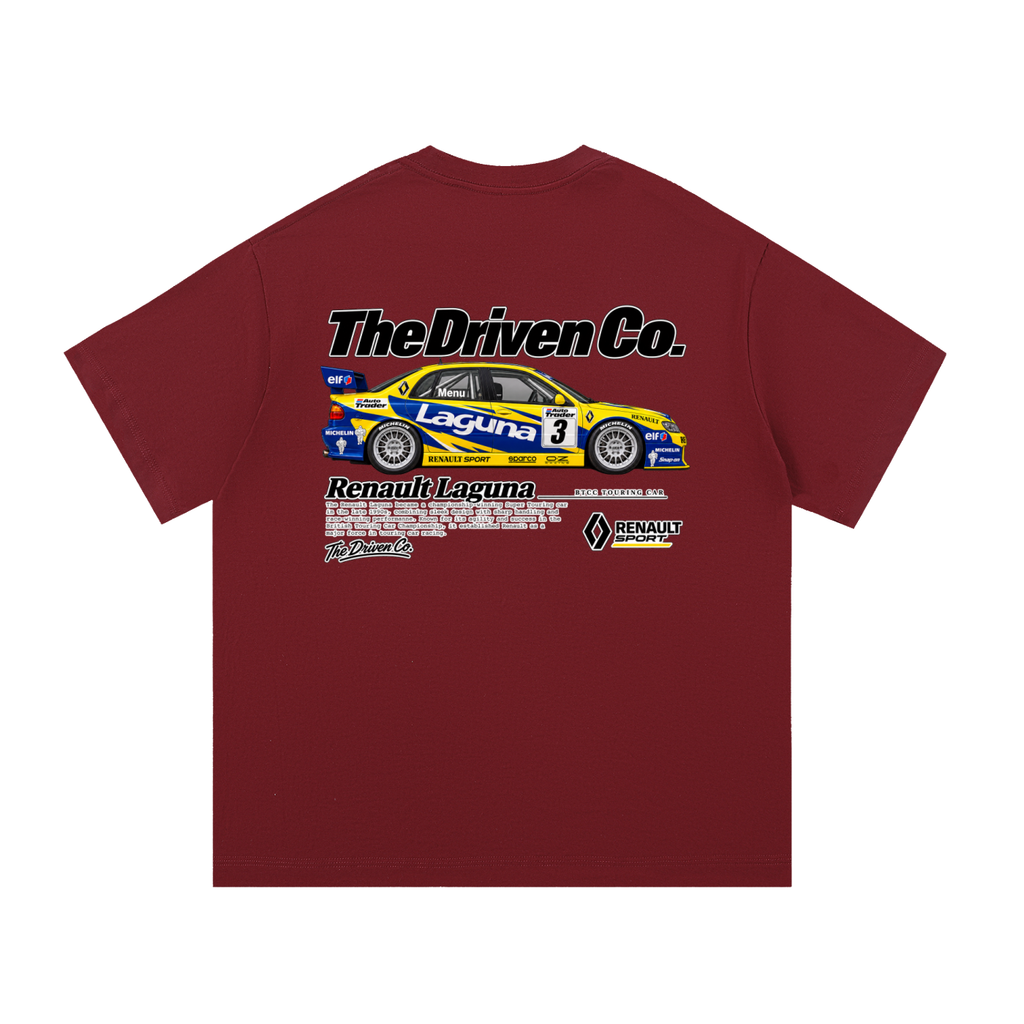 Renault Laguna Blue & Yellow Touring Car Graphic T-Shirt — Wine Red — back