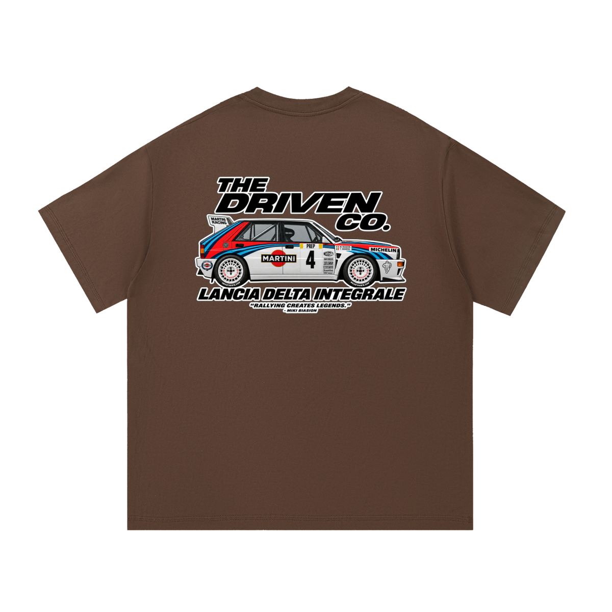 Lancia Delta Integrale Rally Graphic T-Shirt — Coffee — back