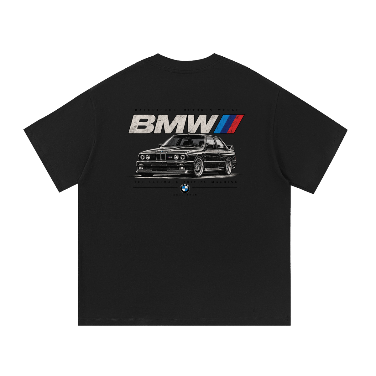 BMW E30 M3 Heritage Graphic T-Shirt — Black — back