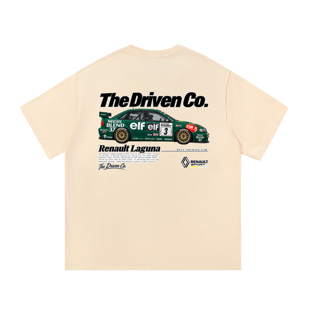 Renault Laguna Green Touring Car Graphic T-Shirt — Apricot — back
