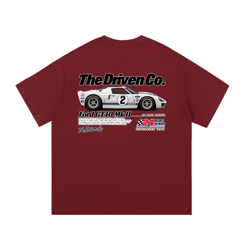 Ford GT40 Mk II Endurance Racing Graphic T-Shirt — Wine Red — back