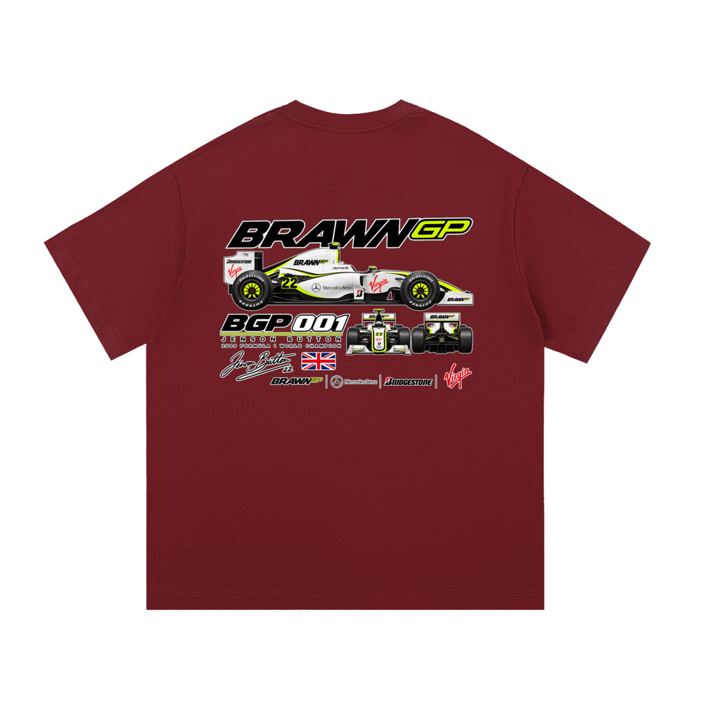 Brawn GP BGP 001 Racing Graphic T-Shirt — Wine Red — back