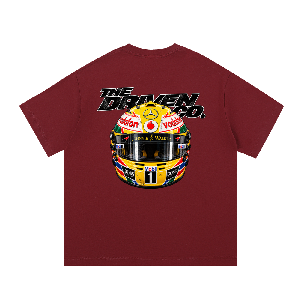 Lewis Hamilton Helmet Graphic T-Shirt — Wine Red — back