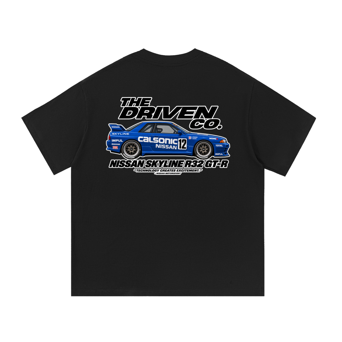 Nissan Skyline R32 GT-R Racing Graphic T-Shirt — Black — back