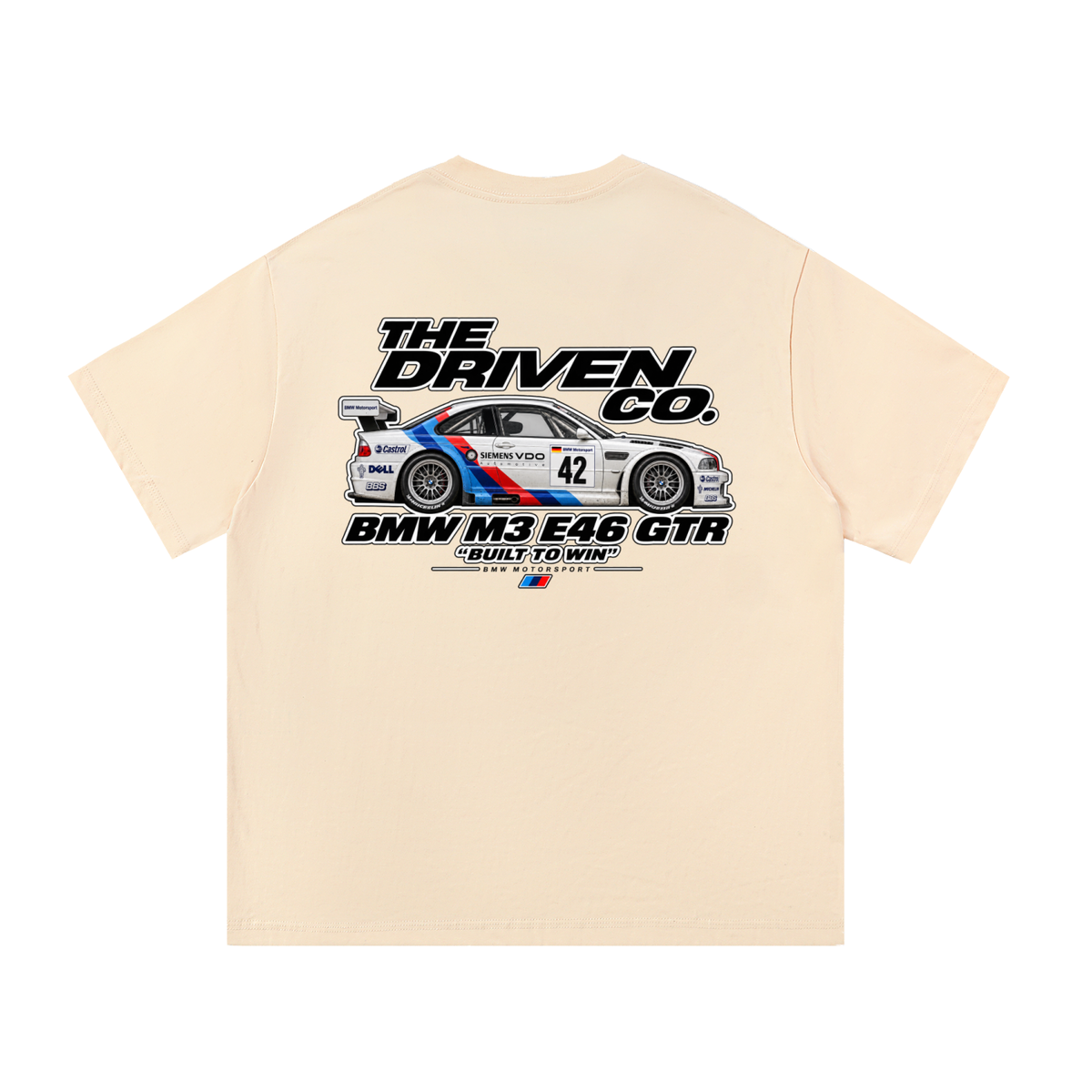BMW E46 M3 GTR Built to Win Graphic T-Shirt — Apricot — back