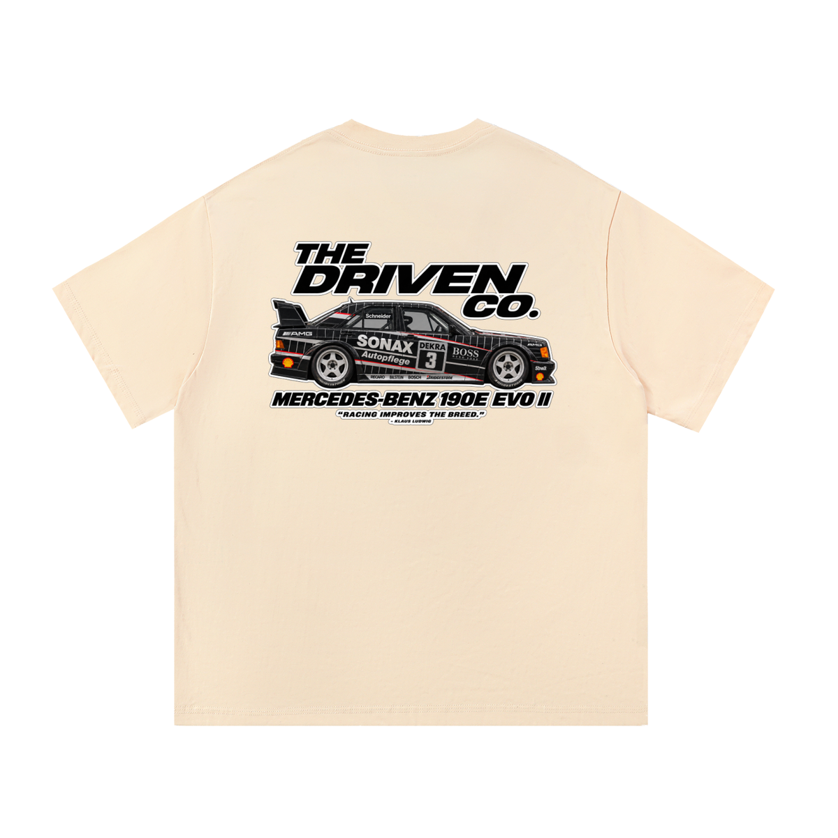 Mercedes-Benz 190E Evo II Racing Graphic T-Shirt — Apricot — back
