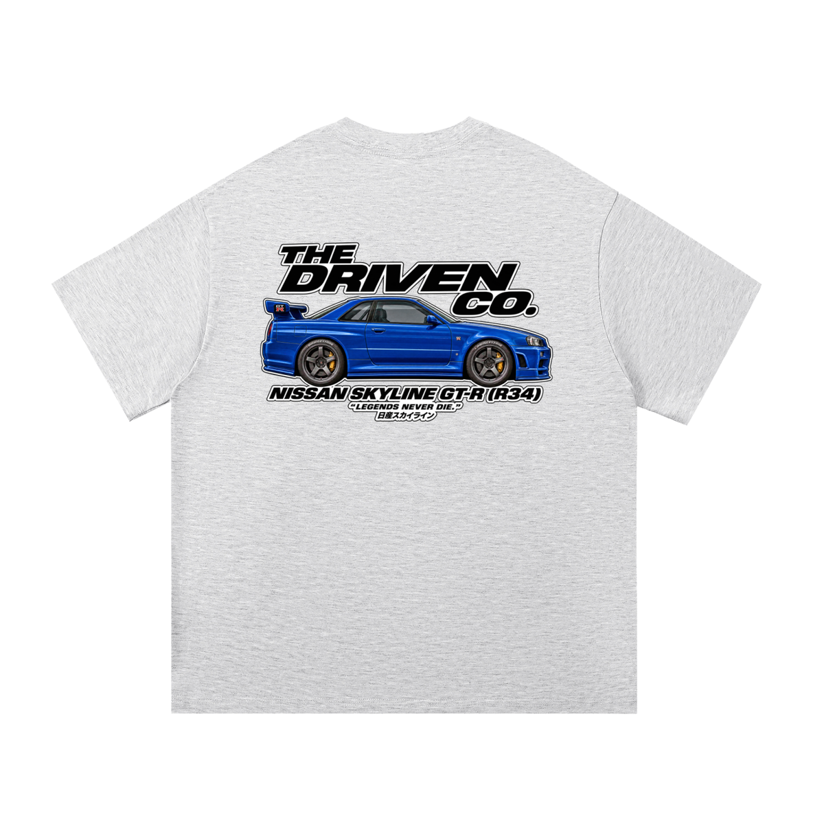 Nissan Skyline GT-R R34 Graphic T-Shirt — White Grey — back