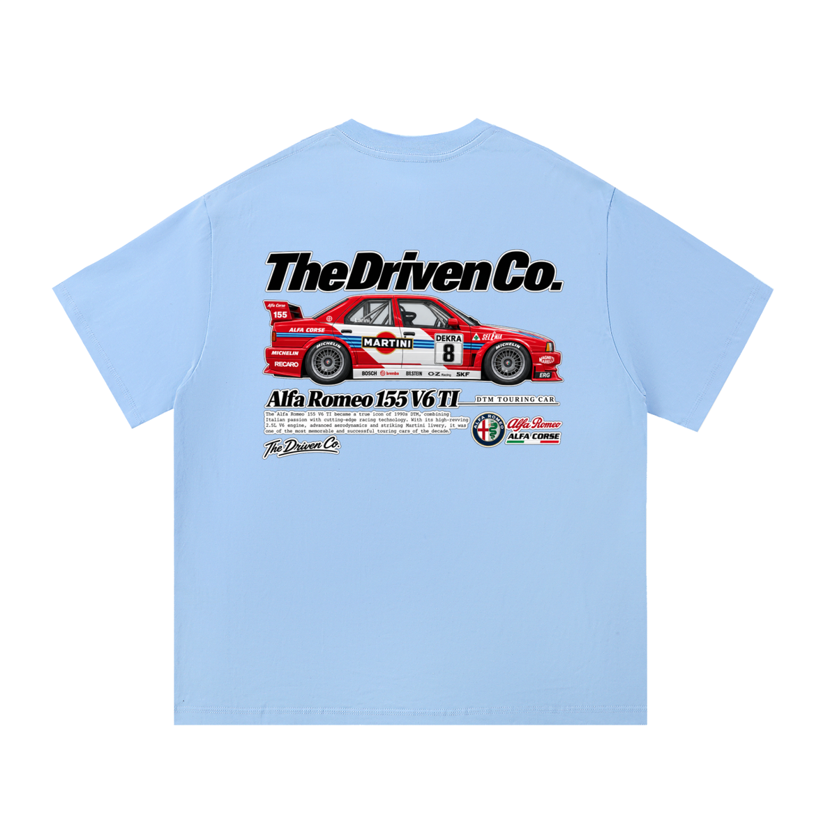 Alfa Romeo 155 Touring Car Graphic T-Shirt — Blue — back