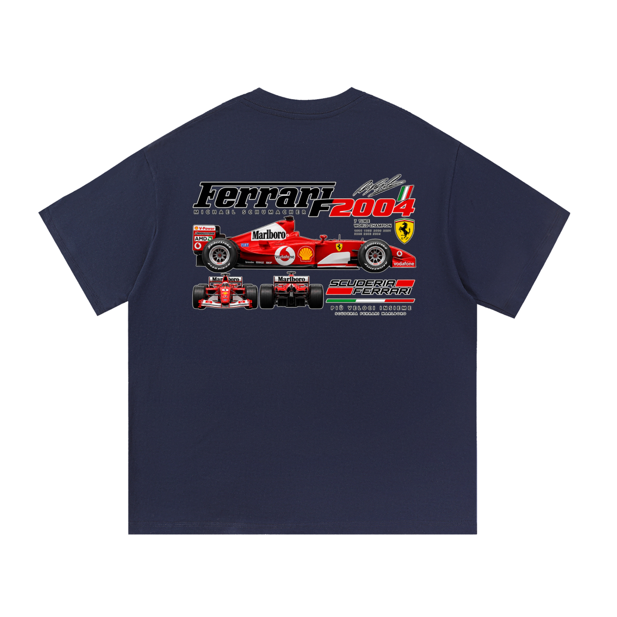 Ferrari F2004 Racing Graphic T-Shirt — Navy Blue — back
