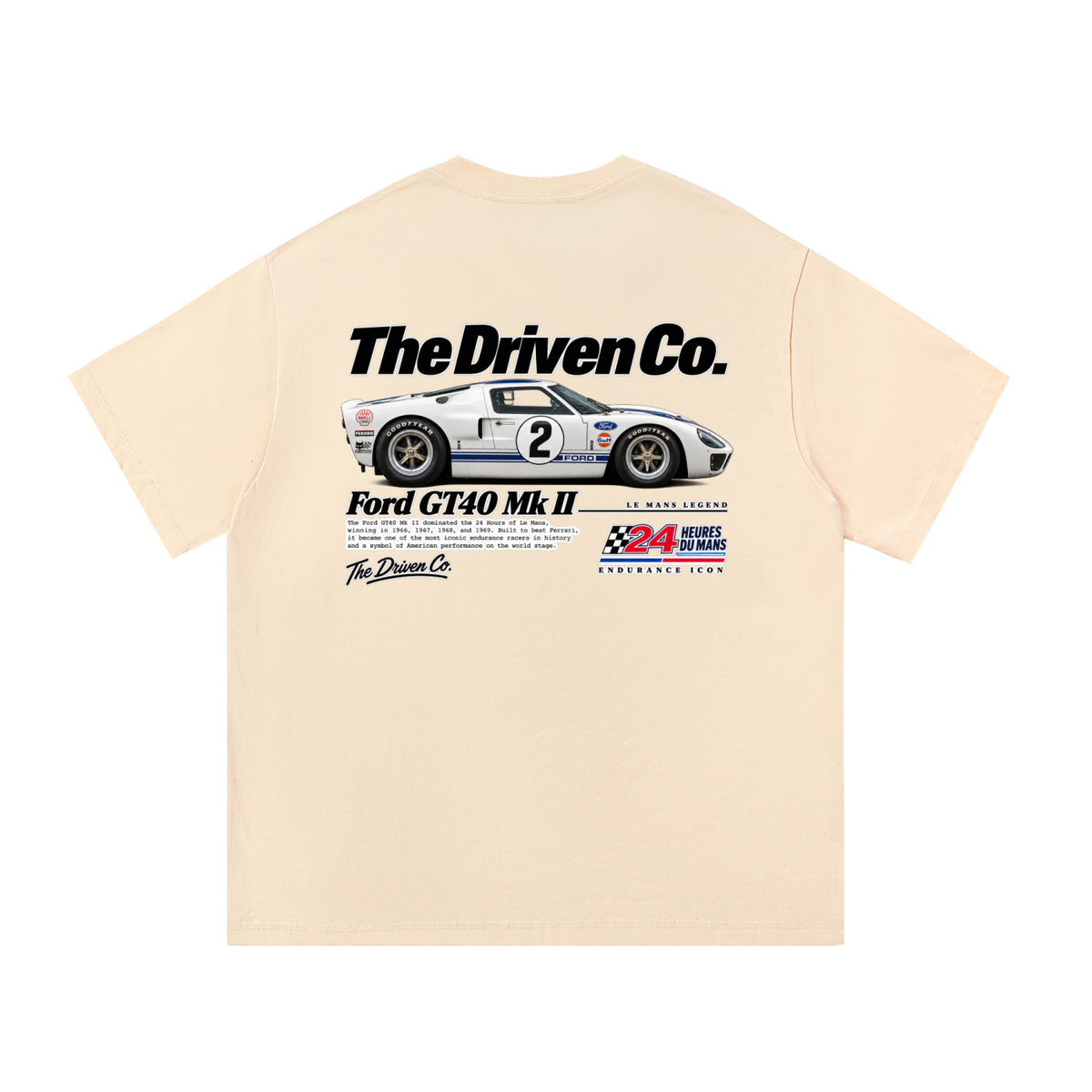 Ford GT40 Mk II Endurance Racing Graphic T-Shirt — Apricot — back