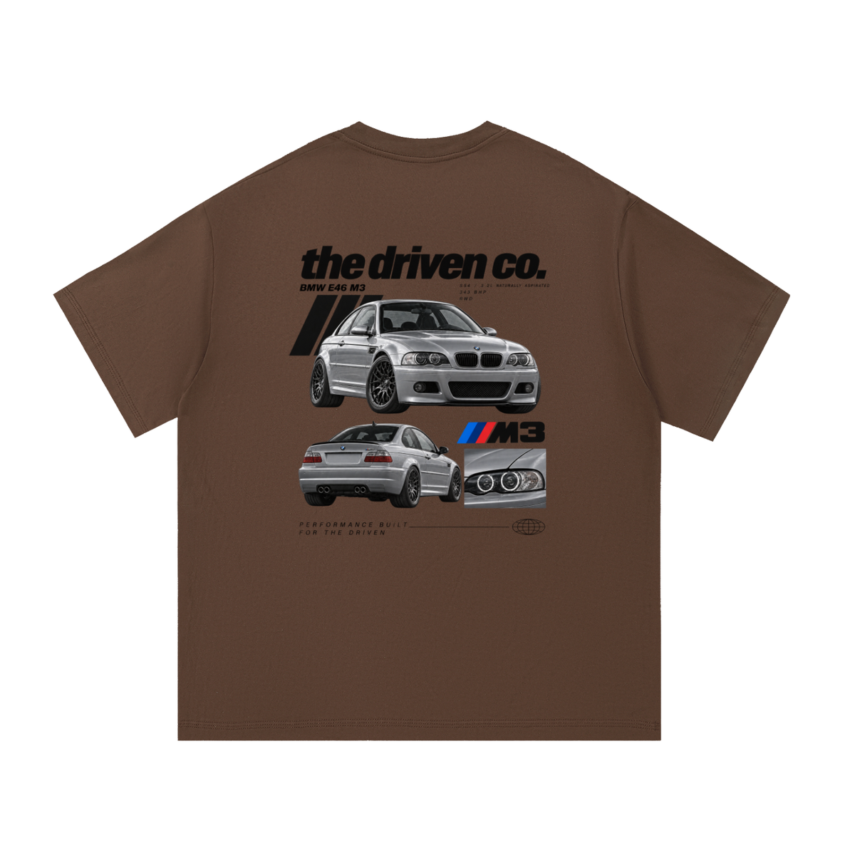 BMW E46 M3 Graphic T-Shirt — Coffee — back
