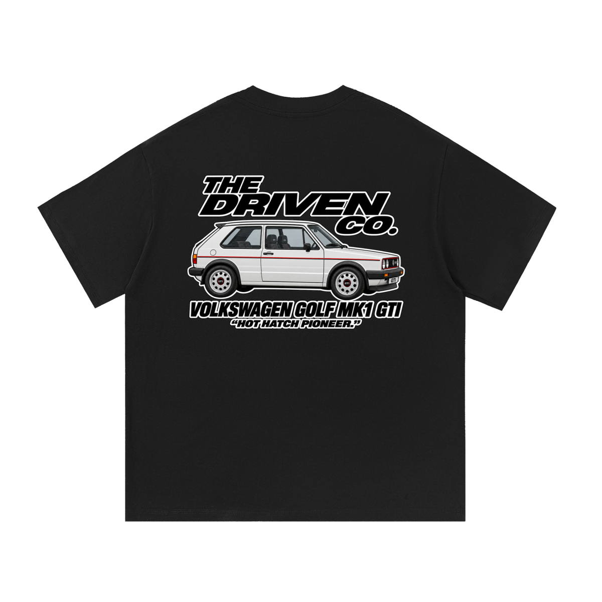 Volkswagen Golf Mk1 GTI Graphic T-Shirt — Black — back