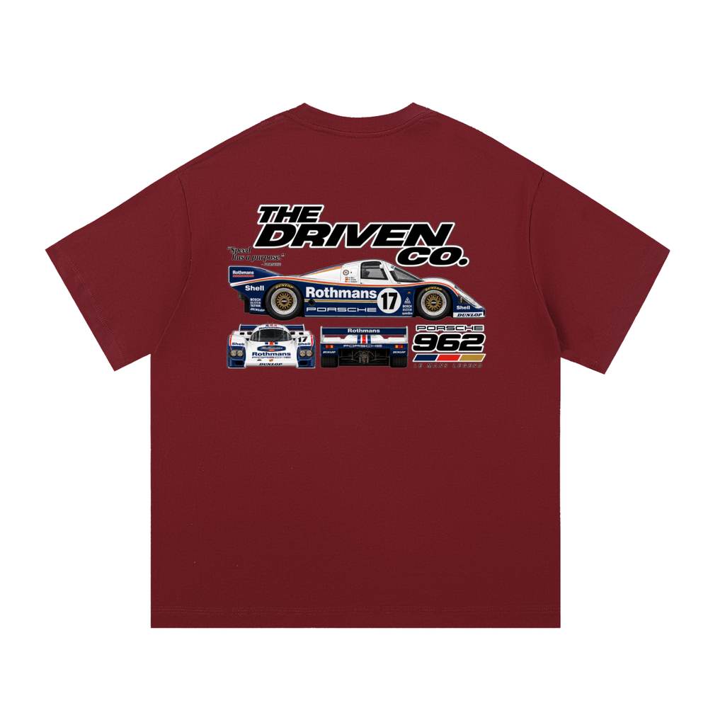 Porsche 962 Endurance Racing Graphic T-Shirt — Wine Red — back