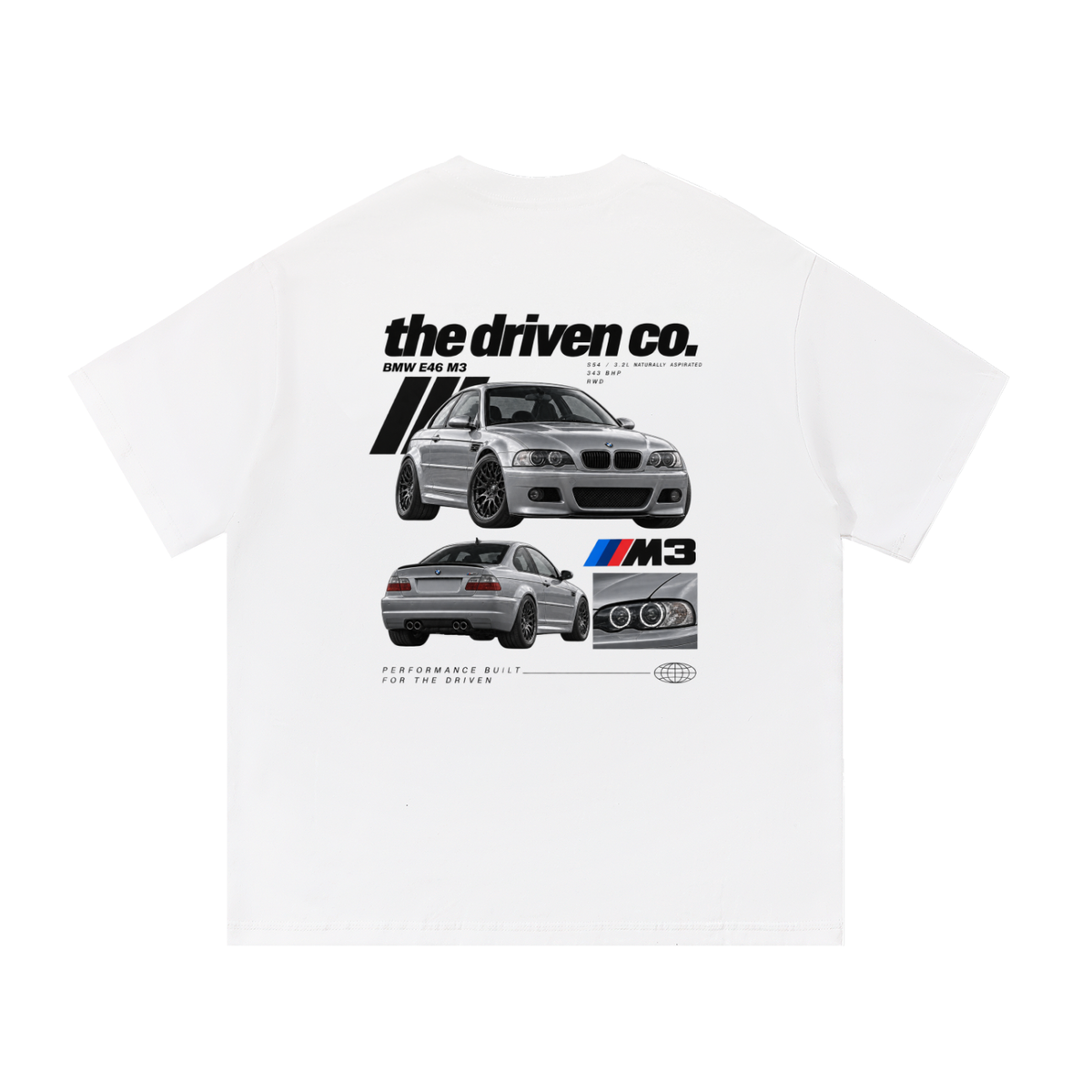 BMW E46 M3 Graphic T-Shirt — White — back