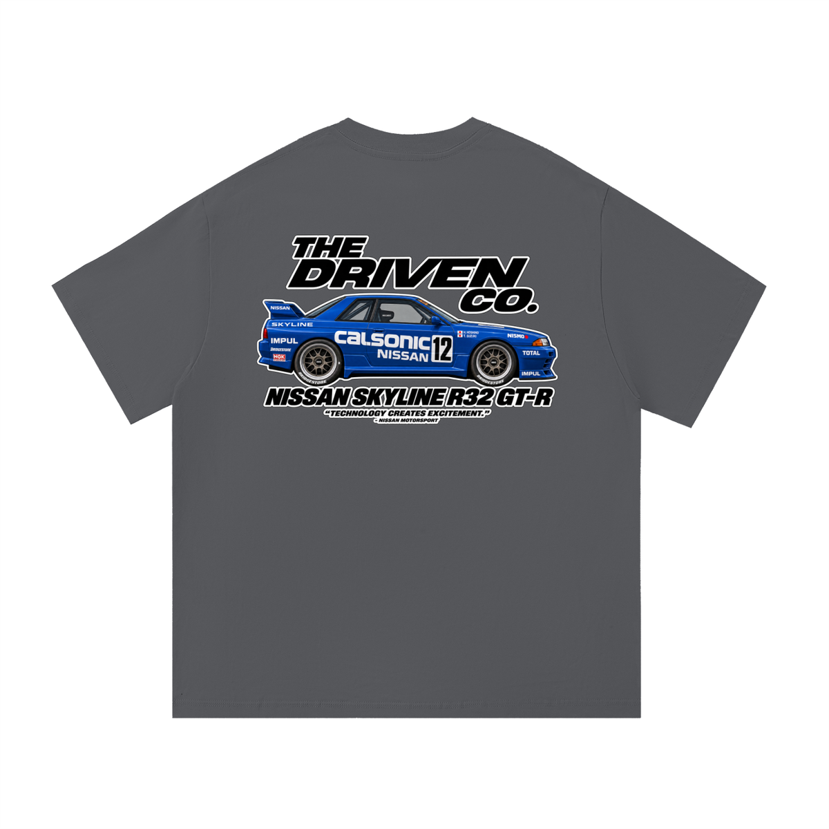 Nissan Skyline R32 GT-R Racing Graphic T-Shirt — Dark Grey — back