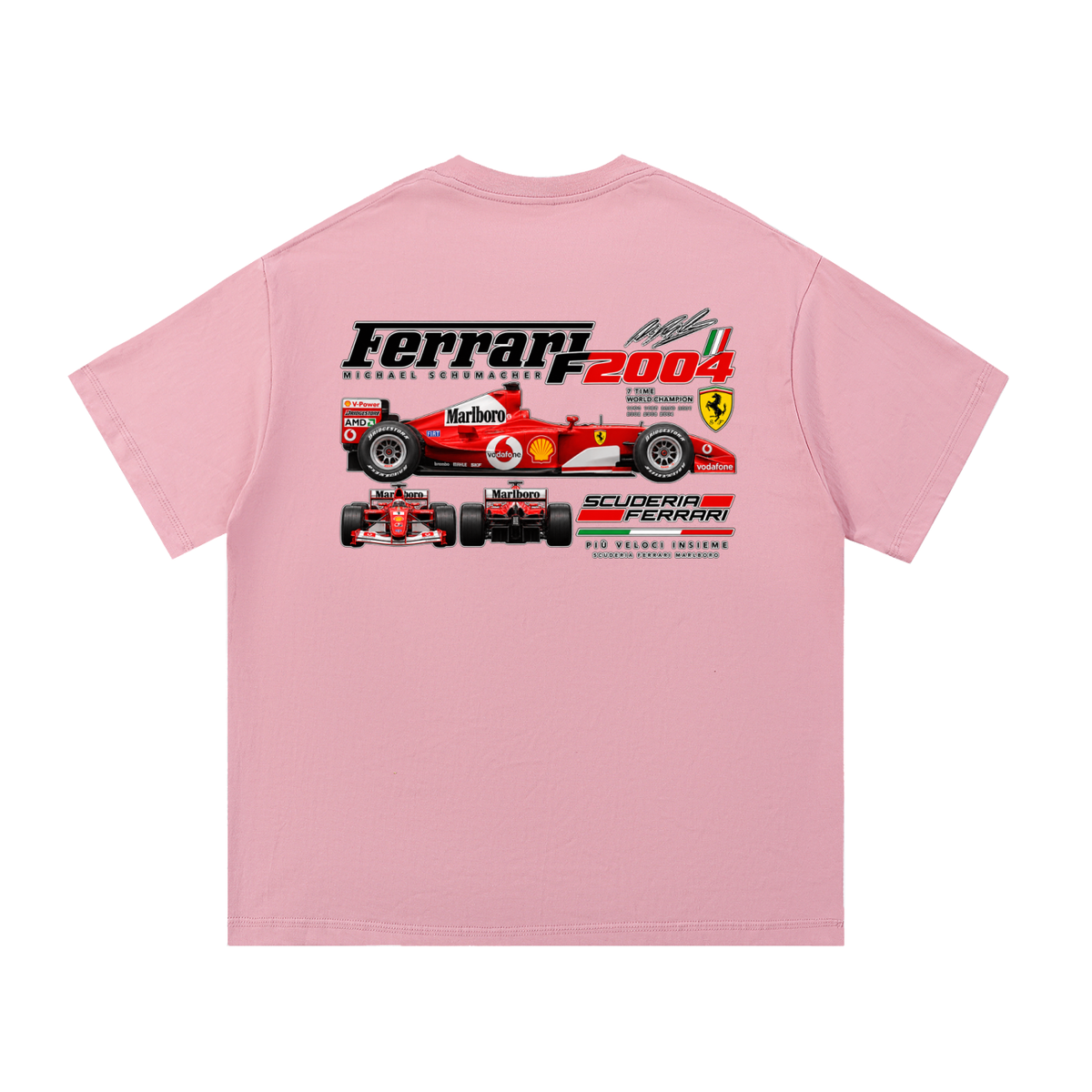 Ferrari F2004 Racing Graphic T-Shirt — Pink — back