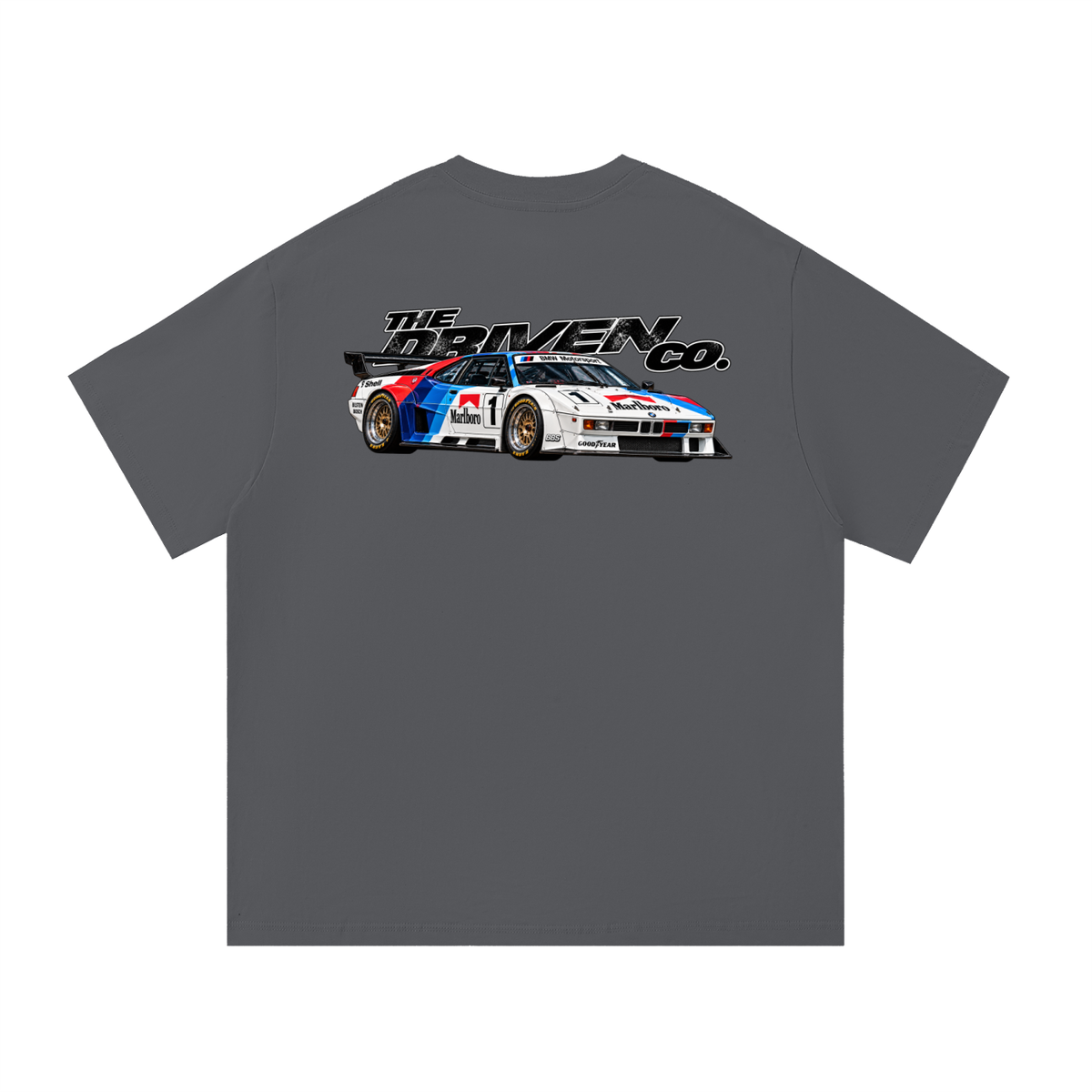 BMW E30 M3 Number 10 Racing Graphic T-Shirt — Dark Grey — back
