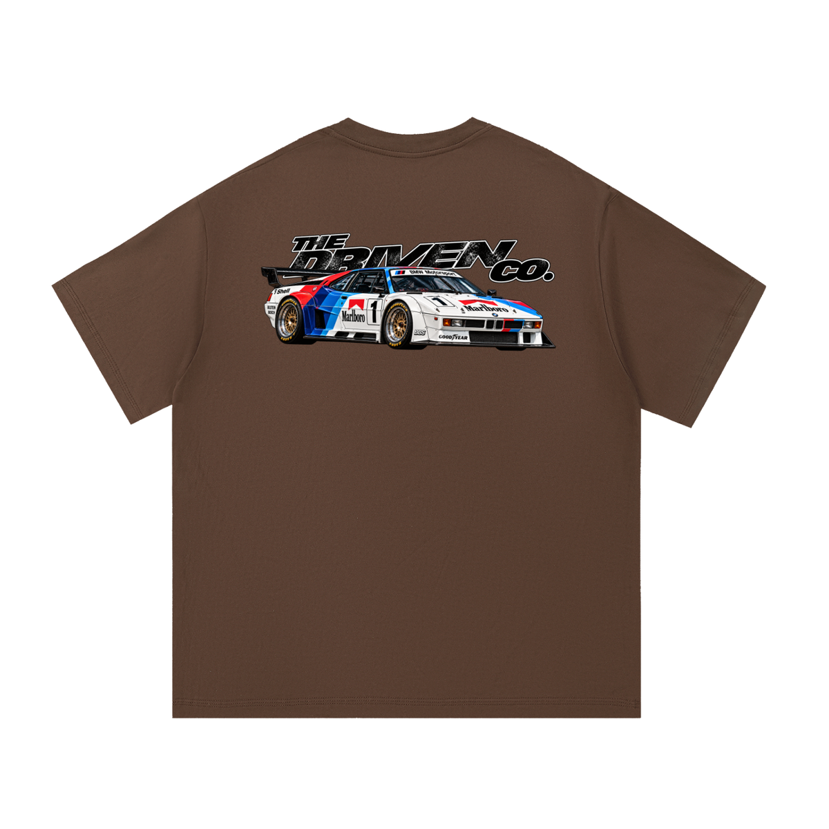 BMW E30 M3 Number 10 Racing Graphic T-Shirt — Coffee — back