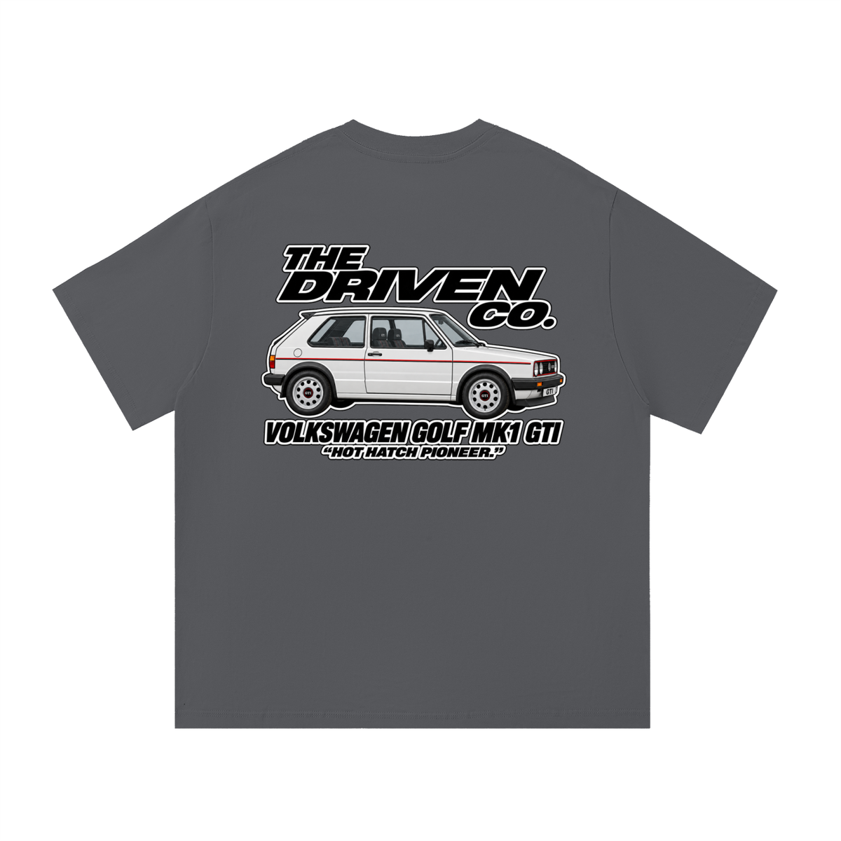 Volkswagen Golf Mk1 GTI Graphic T-Shirt — Dark Grey — back