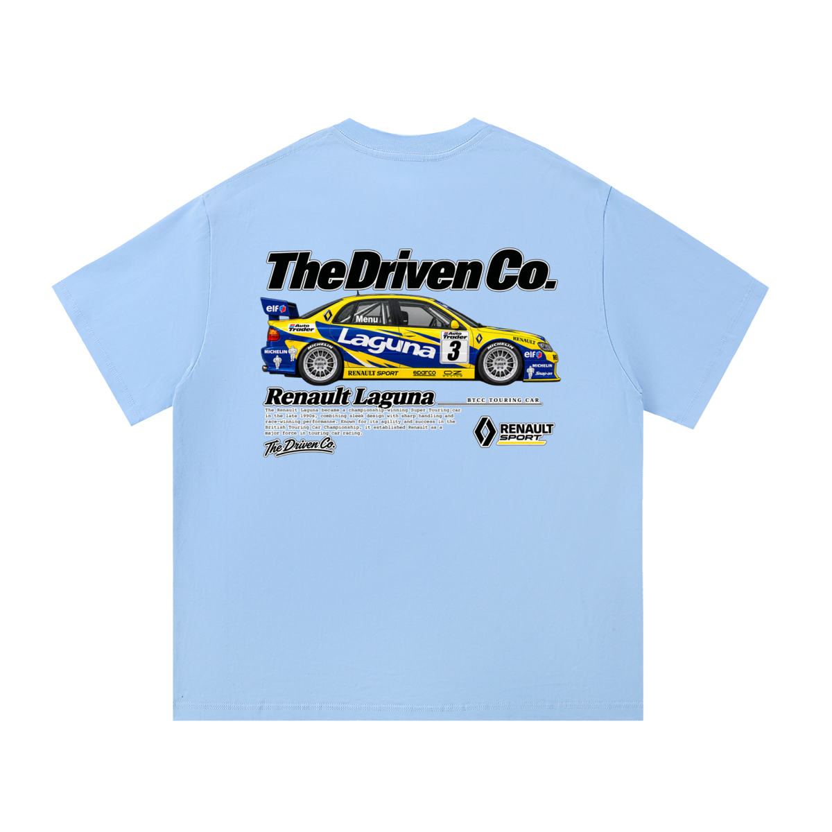 Renault Laguna Blue & Yellow Touring Car Graphic T-Shirt — Blue — back