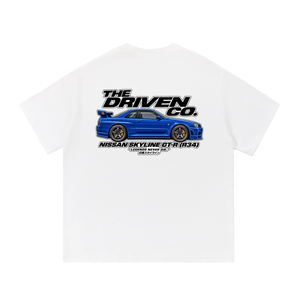 Nissan Skyline GT-R R34 Graphic T-Shirt — White — back