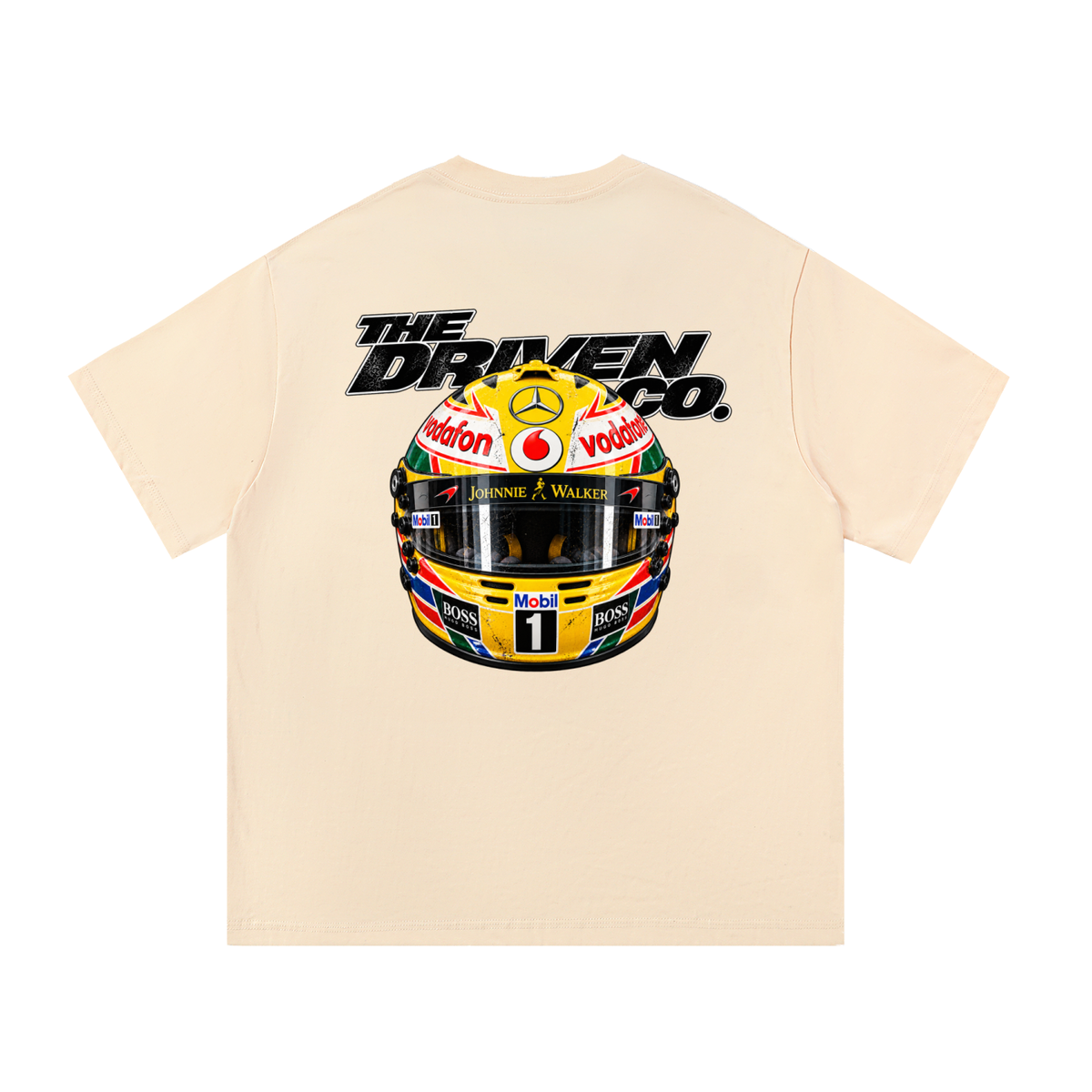 Lewis Hamilton Helmet Graphic T-Shirt — Apricot — back