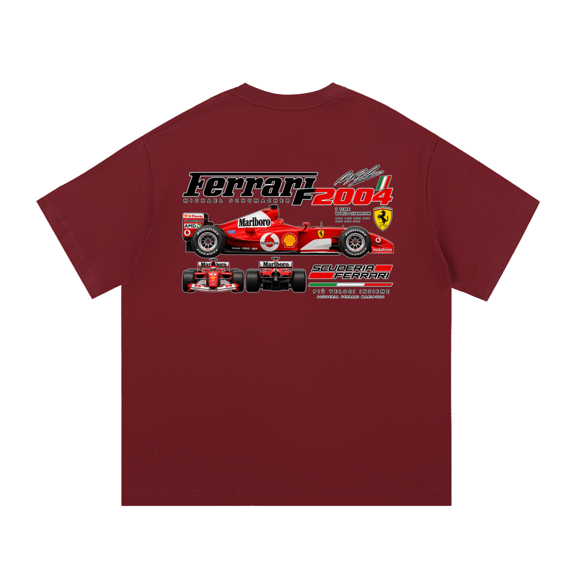 Ferrari F2004 Racing Graphic T-Shirt — Wine Red — back