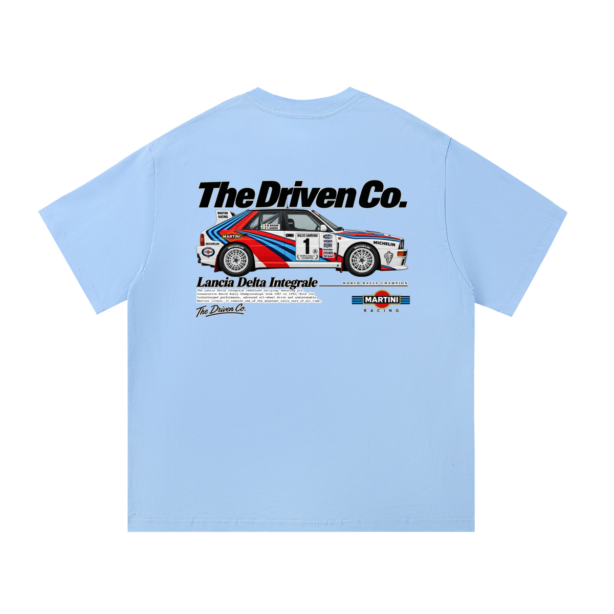 Lancia Delta Integrale Martini Rally Graphic T-Shirt — Blue — back
