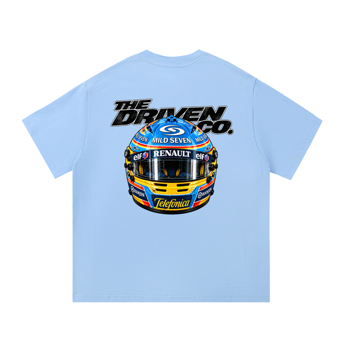 Fernando Alonso Helmet Graphic T-Shirt — Blue — back