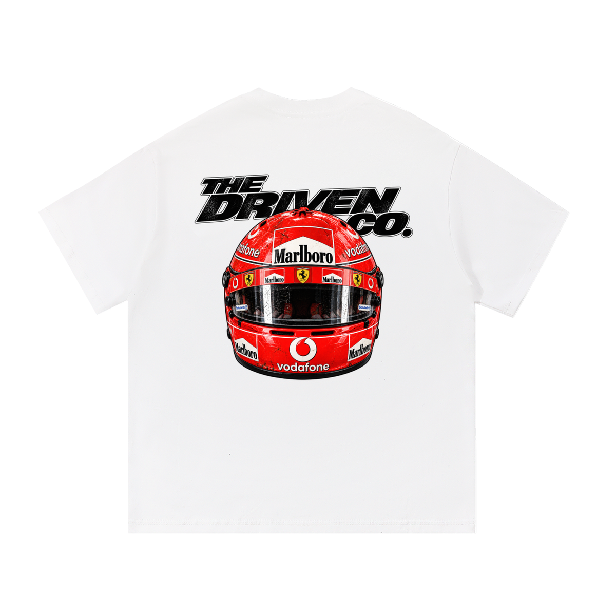 Michael Schumacher Helmet Graphic T-Shirt — White — back