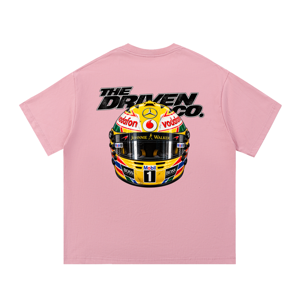 Lewis Hamilton Helmet Graphic T-Shirt — Pink — back