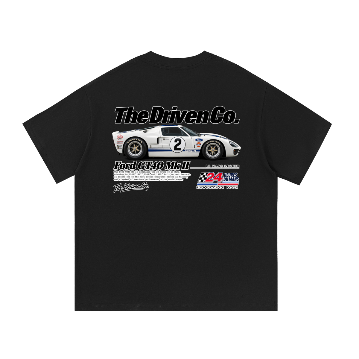 Ford GT40 Mk II Endurance Racing Graphic T-Shirt — Black — back