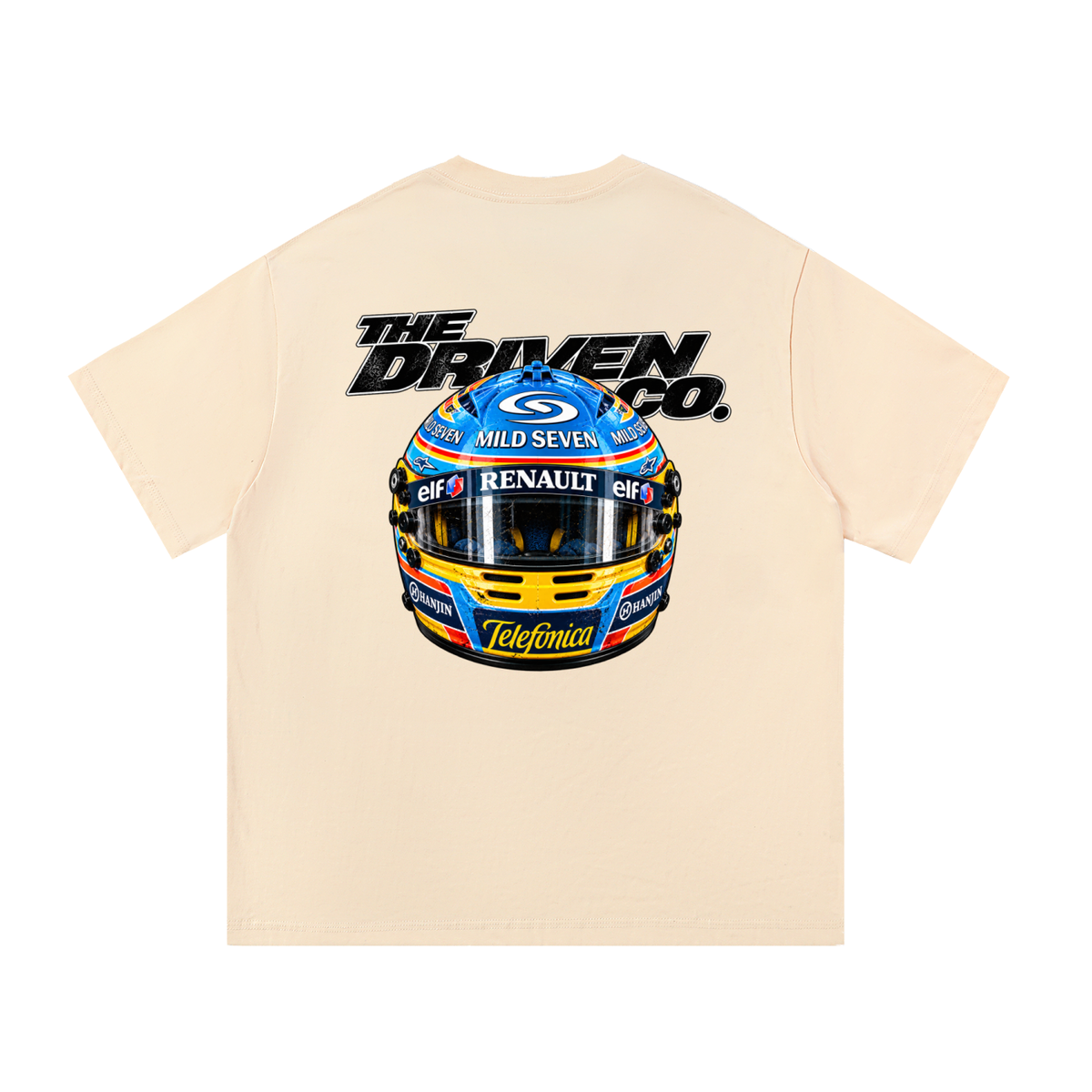 Fernando Alonso Helmet Graphic T-Shirt — Apricot — back