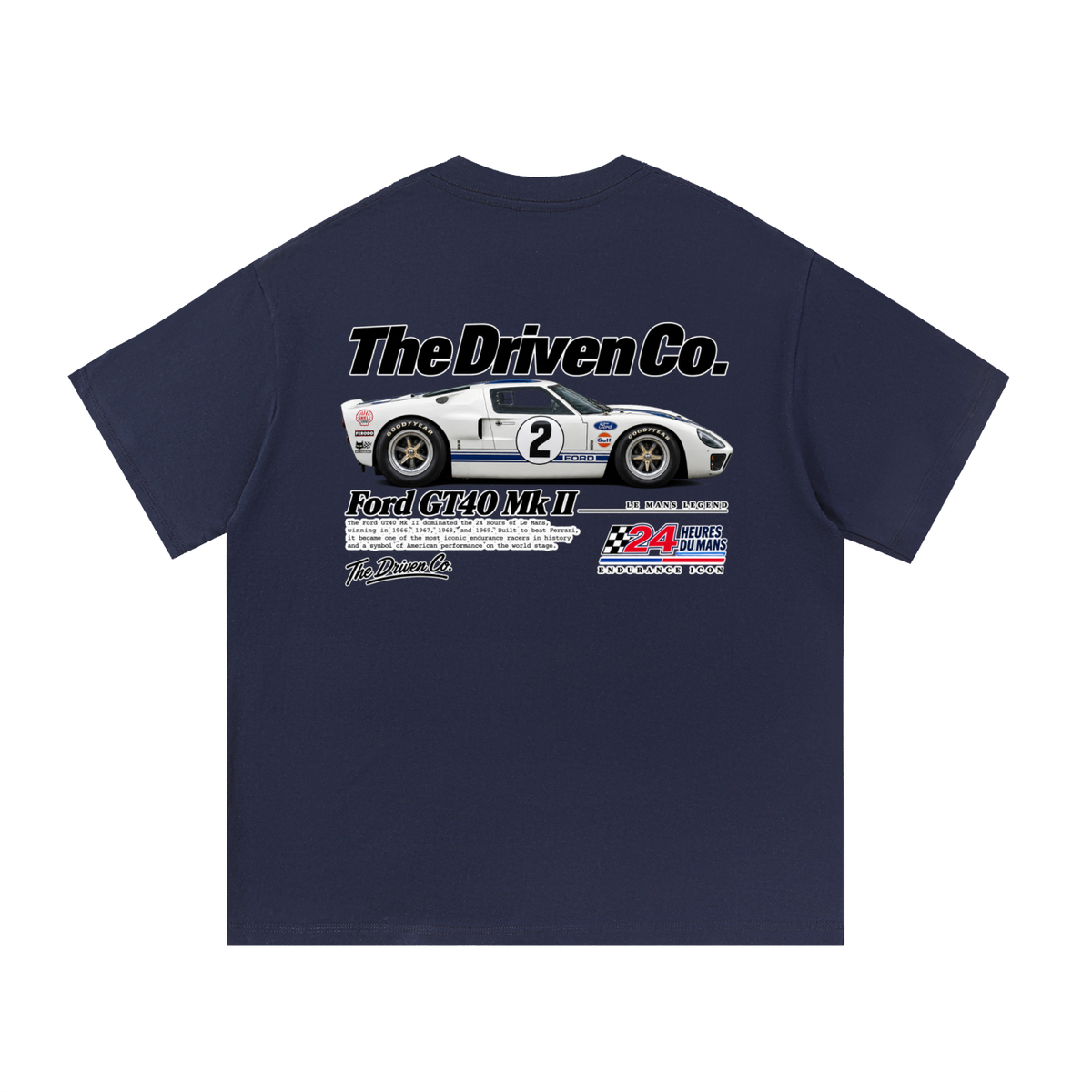 Ford GT40 Mk II Endurance Racing Graphic T-Shirt — Navy Blue — back