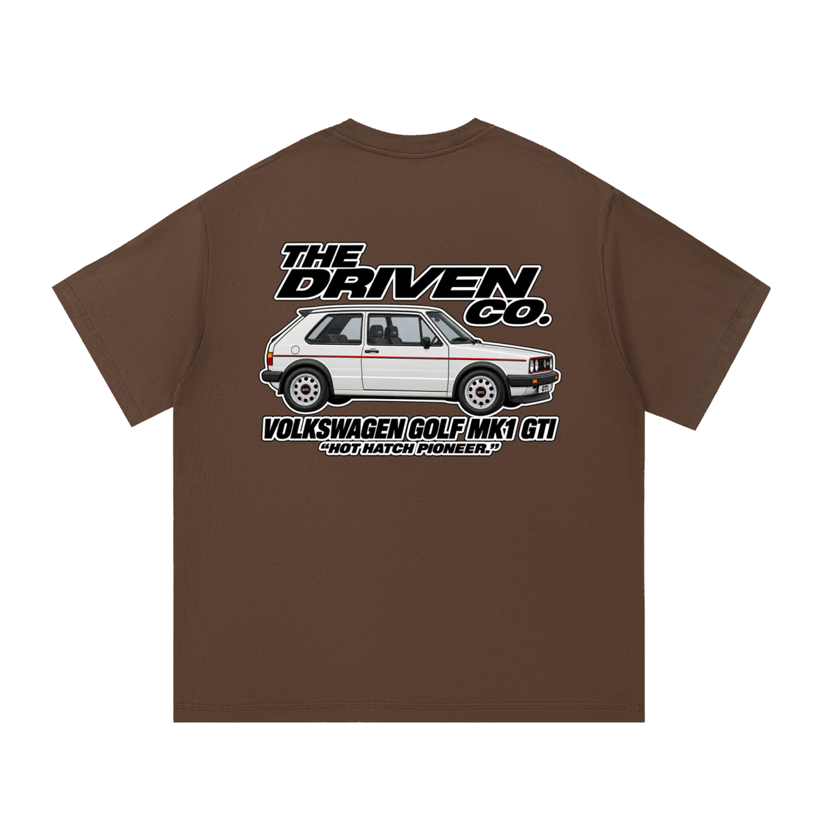 Volkswagen Golf Mk1 GTI Graphic T-Shirt — Coffee — back