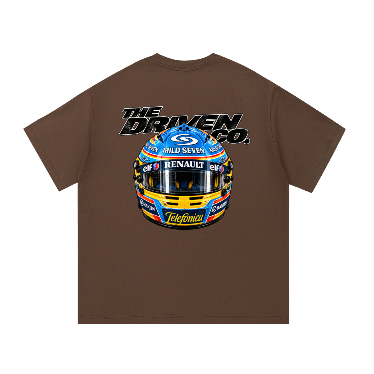 Fernando Alonso Helmet Graphic T-Shirt — Coffee — back