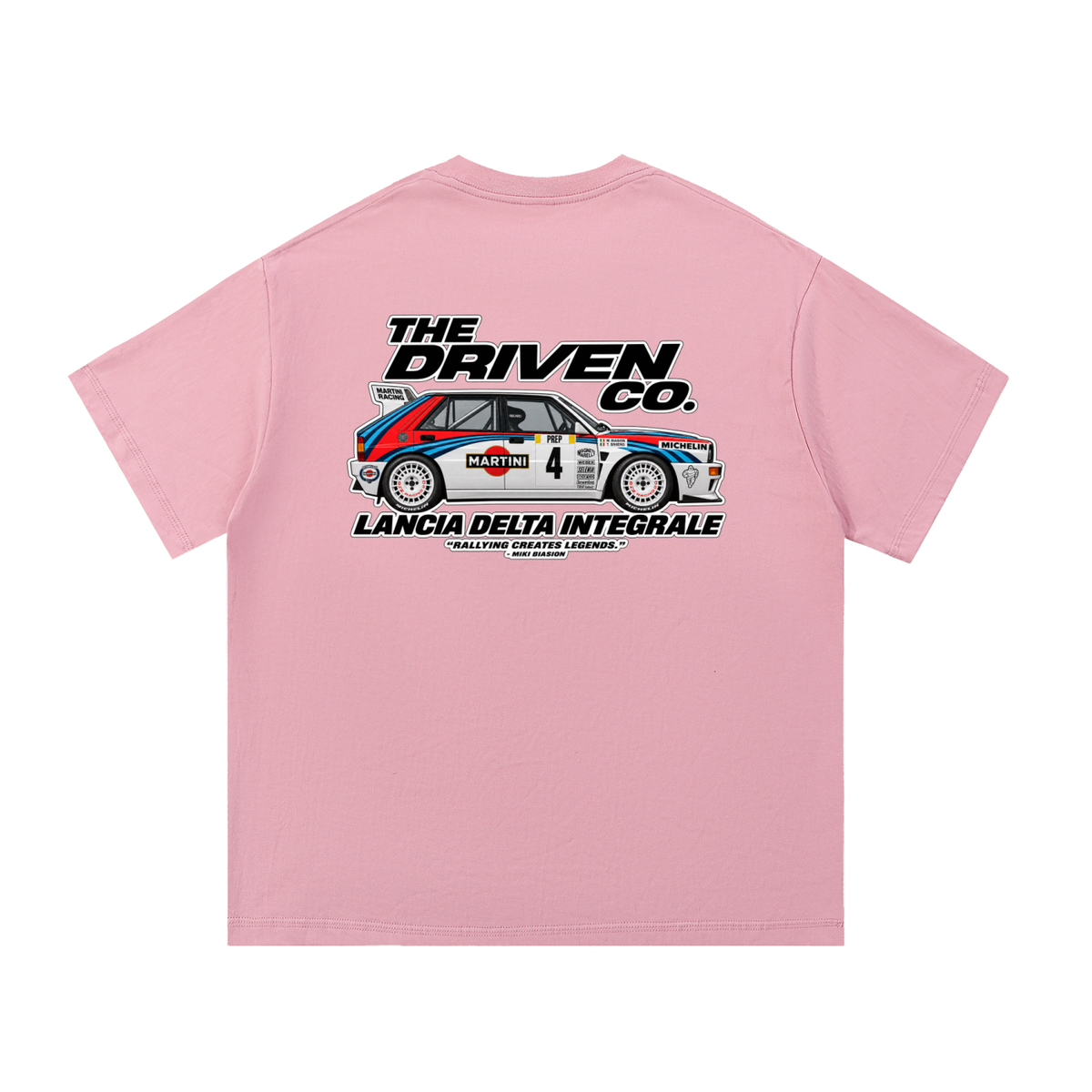 Lancia Delta Integrale Rally Graphic T-Shirt — Pink — back