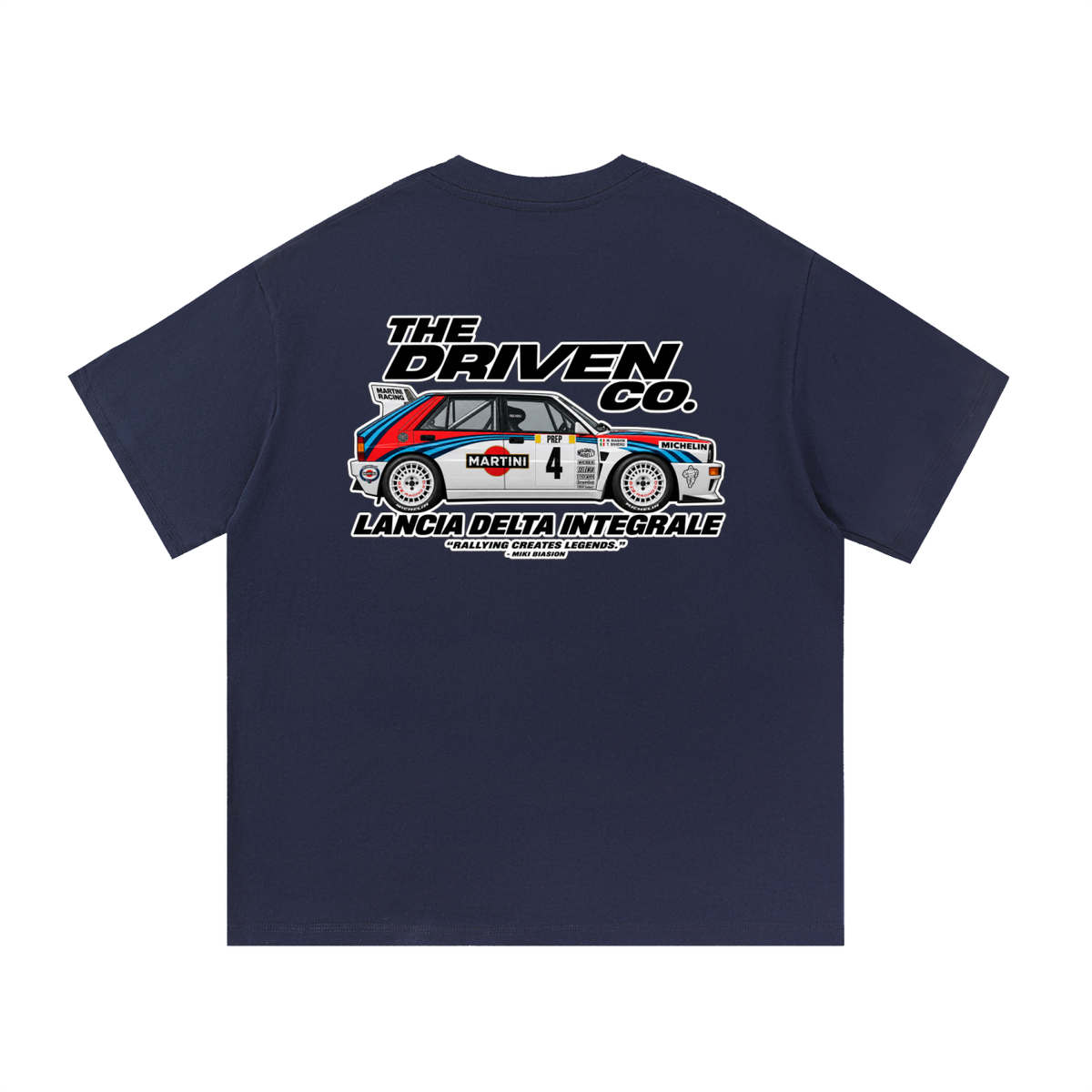 Lancia Delta Integrale Rally Graphic T-Shirt — Navy Blue — back