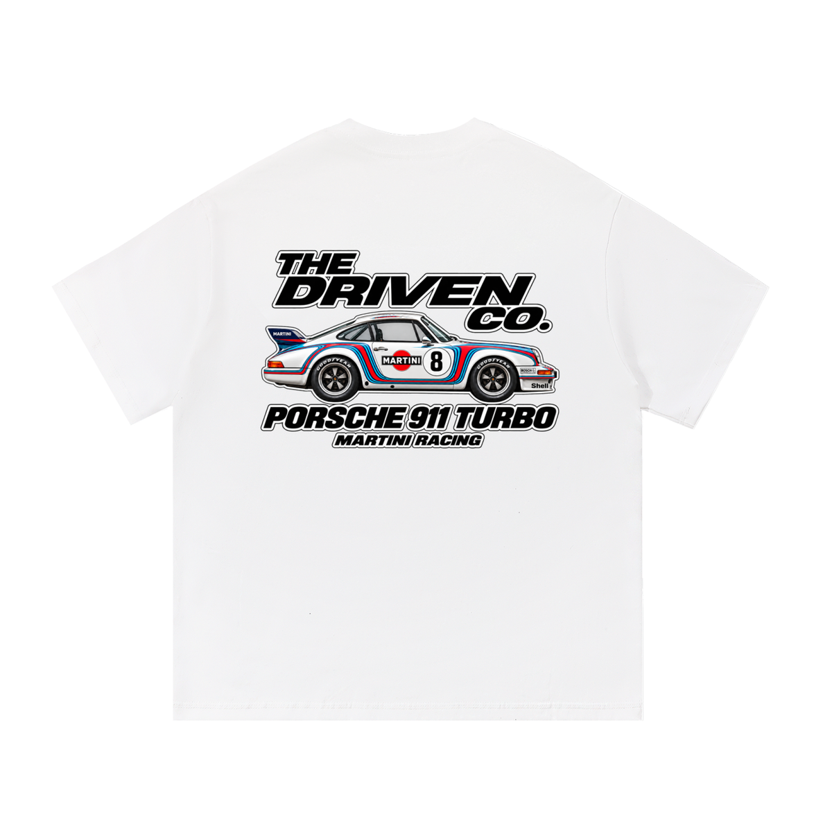 Porsche 911 Martini Racing Graphic T-Shirt — White — back